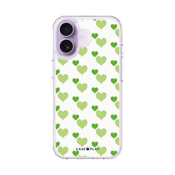 スリムプロテクションケース［ Stripe Hearts - Green ］