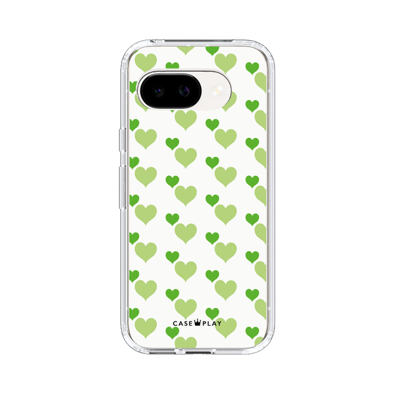 スリムプロテクションケース［ Stripe Hearts - Green ］