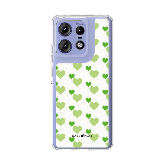 スリムプロテクションケース［ Stripe Hearts - Green ］