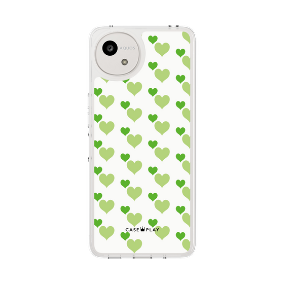 スリムプロテクションケース［ Stripe Hearts - Green ］