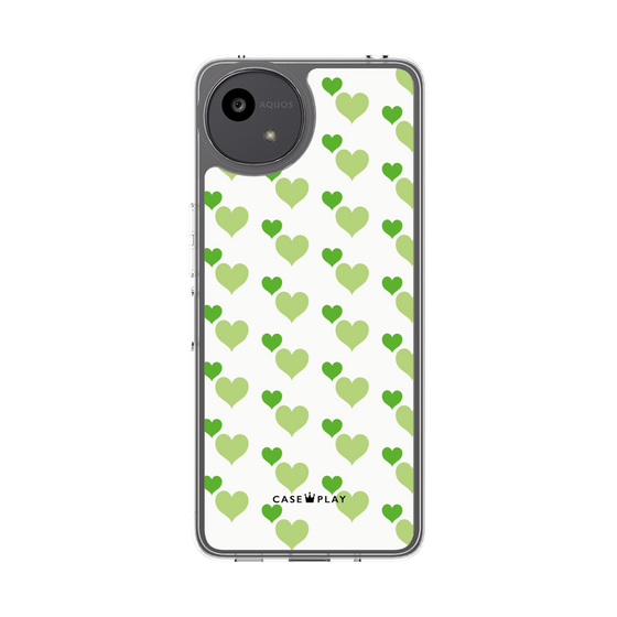 スリムプロテクションケース［ Stripe Hearts - Green ］