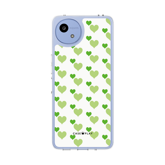 スリムプロテクションケース［ Stripe Hearts - Green ］