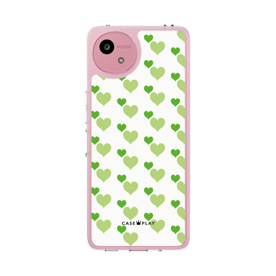 スリムプロテクションケース［ Stripe Hearts - Green ］