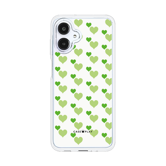 スリムプロテクションケース［ Stripe Hearts - Green ］