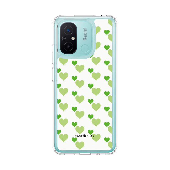 スリムプロテクションケース［ Stripe Hearts - Green ］