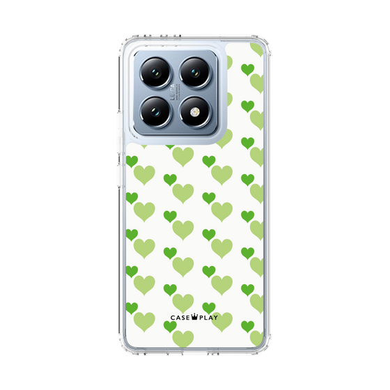 スリムプロテクションケース［ Stripe Hearts - Green ］