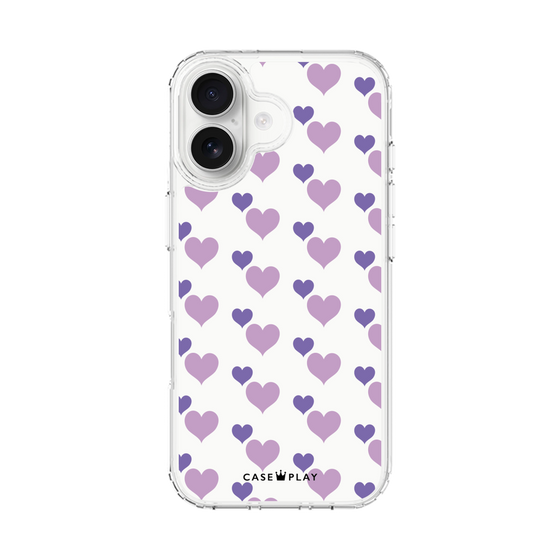 スリムプロテクションケース［ Stripe Hearts - Purple ］