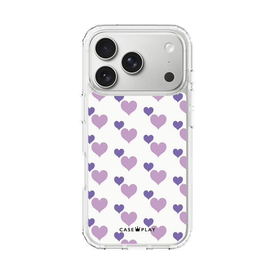 スリムプロテクションケース［ Stripe Hearts - Purple ］