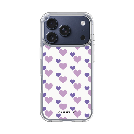 スリムプロテクションケース［ Stripe Hearts - Purple ］