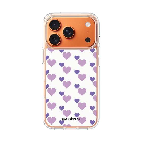 スリムプロテクションケース［ Stripe Hearts - Purple ］