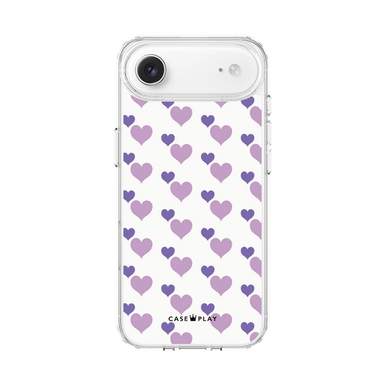 スリムプロテクションケース［ Stripe Hearts - Purple ］