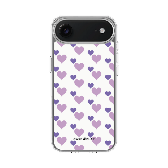 スリムプロテクションケース［ Stripe Hearts - Purple ］