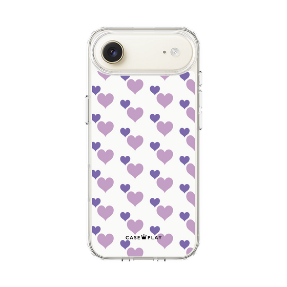 スリムプロテクションケース［ Stripe Hearts - Purple ］