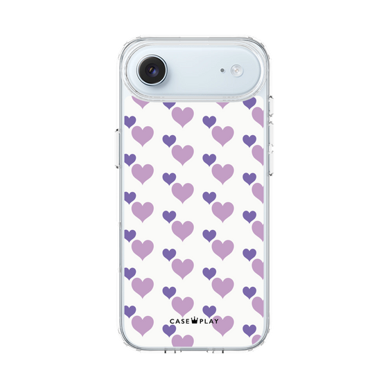 スリムプロテクションケース［ Stripe Hearts - Purple ］