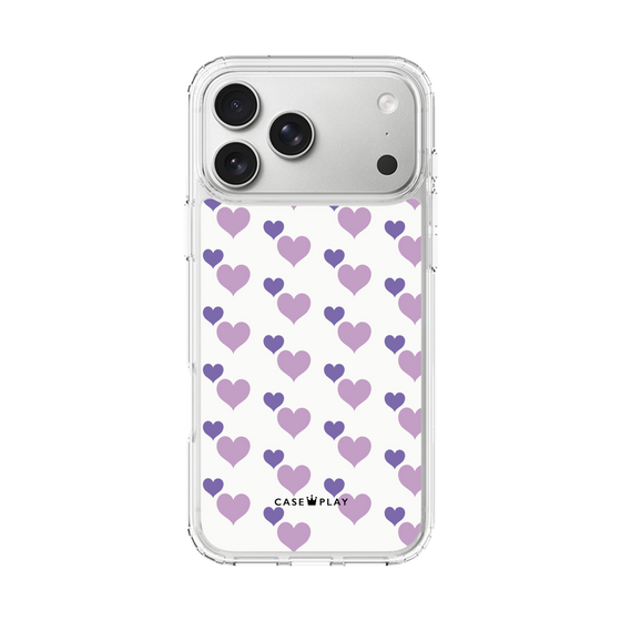 スリムプロテクションケース［ Stripe Hearts - Purple ］