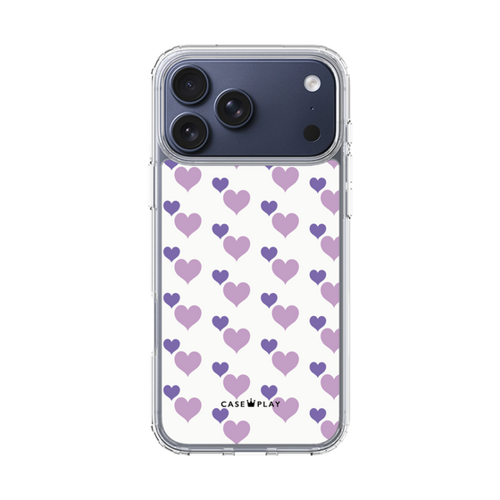スリムプロテクションケース［ Stripe Hearts - Purple ］