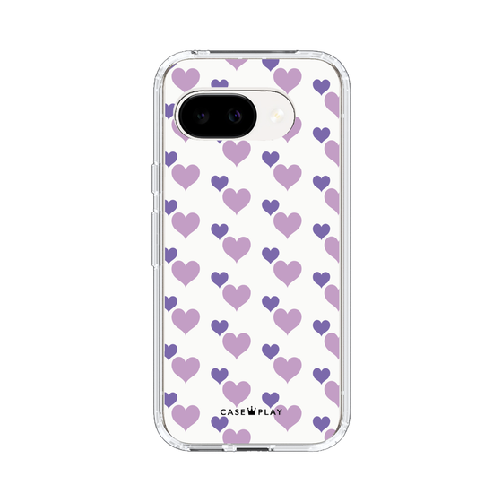 スリムプロテクションケース［ Stripe Hearts - Purple ］