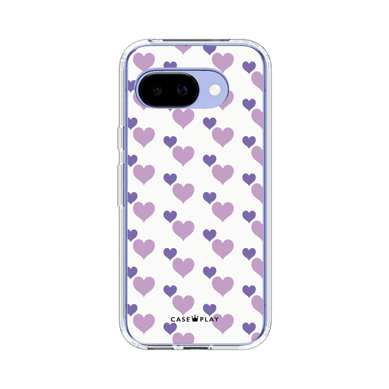 スリムプロテクションケース［ Stripe Hearts - Purple ］