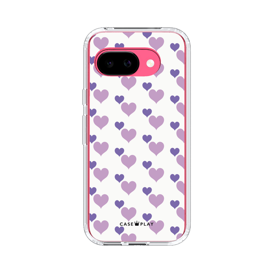 スリムプロテクションケース［ Stripe Hearts - Purple ］