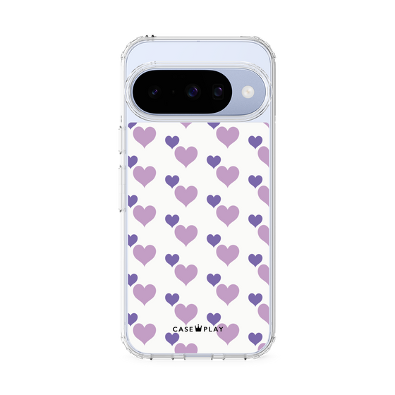 スリムプロテクションケース［ Stripe Hearts - Purple ］