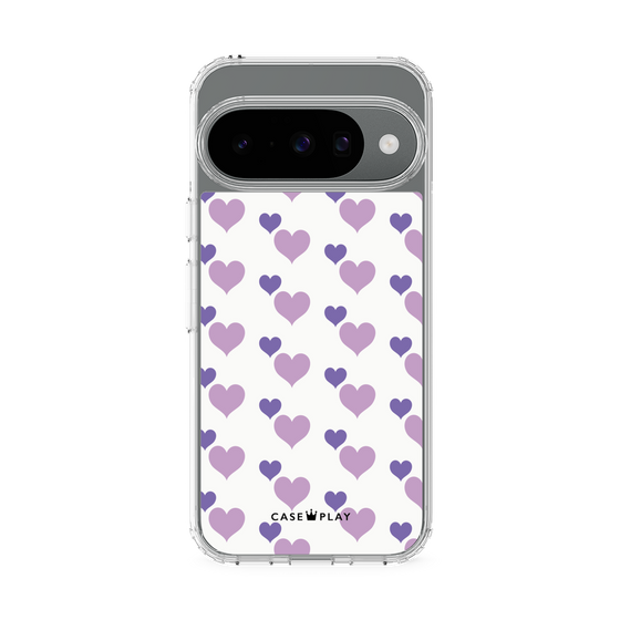 スリムプロテクションケース［ Stripe Hearts - Purple ］