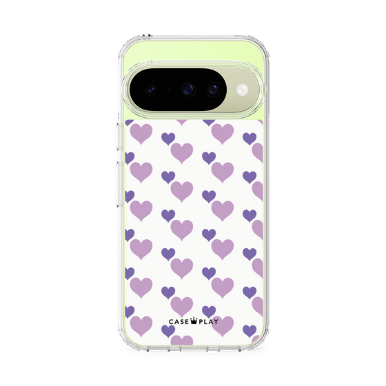 スリムプロテクションケース［ Stripe Hearts - Purple ］