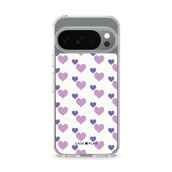 スリムプロテクションケース［ Stripe Hearts - Purple ］