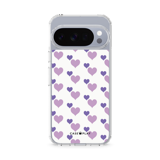 スリムプロテクションケース［ Stripe Hearts - Purple ］