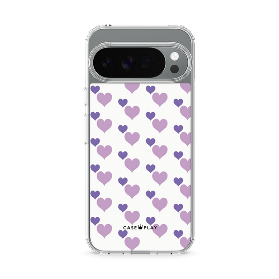スリムプロテクションケース［ Stripe Hearts - Purple ］