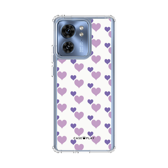 スリムプロテクションケース［ Stripe Hearts - Purple ］