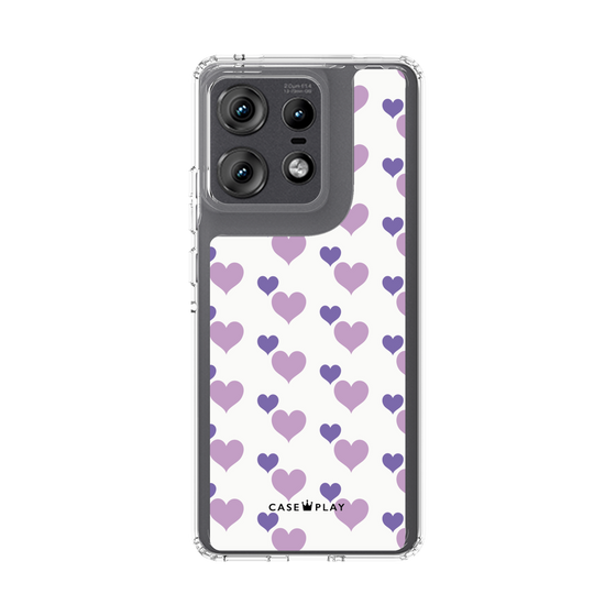スリムプロテクションケース［ Stripe Hearts - Purple ］