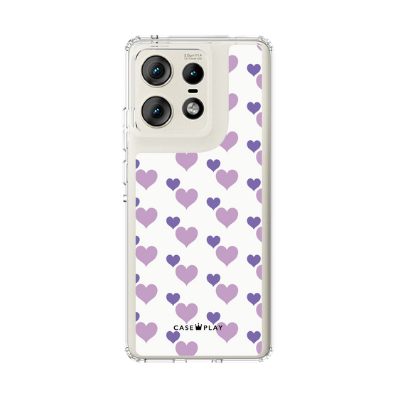 スリムプロテクションケース［ Stripe Hearts - Purple ］