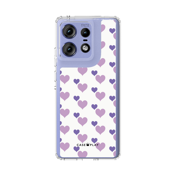 スリムプロテクションケース［ Stripe Hearts - Purple ］