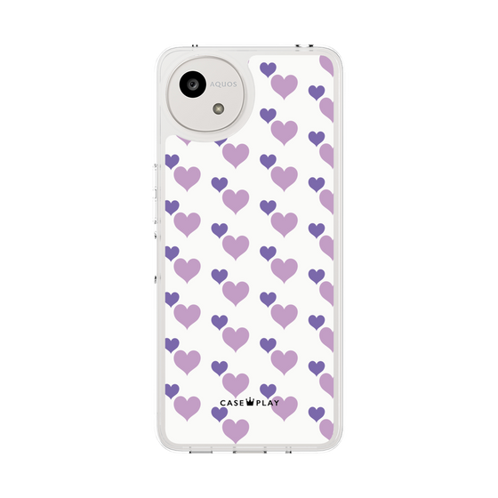 スリムプロテクションケース［ Stripe Hearts - Purple ］