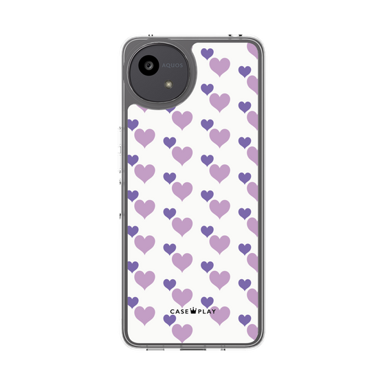 スリムプロテクションケース［ Stripe Hearts - Purple ］