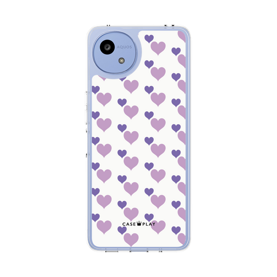 スリムプロテクションケース［ Stripe Hearts - Purple ］