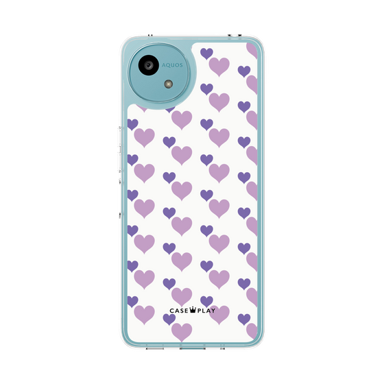 スリムプロテクションケース［ Stripe Hearts - Purple ］