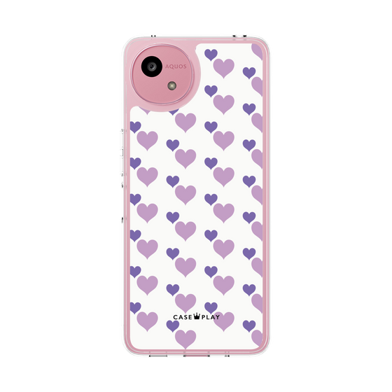 スリムプロテクションケース［ Stripe Hearts - Purple ］