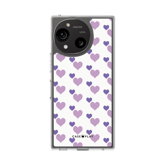 スリムプロテクションケース［ Stripe Hearts - Purple ］