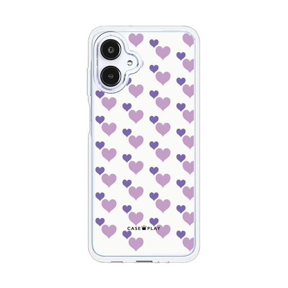スリムプロテクションケース［ Stripe Hearts - Purple ］