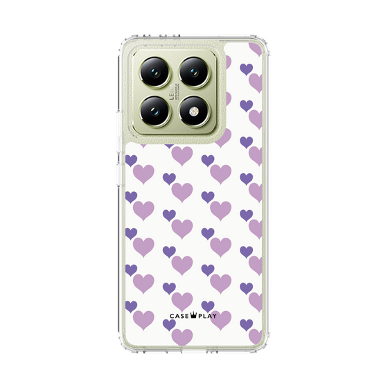 スリムプロテクションケース［ Stripe Hearts - Purple ］