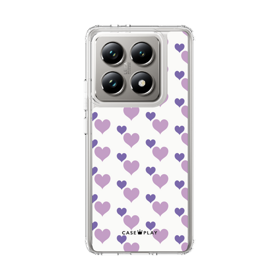 スリムプロテクションケース［ Stripe Hearts - Purple ］