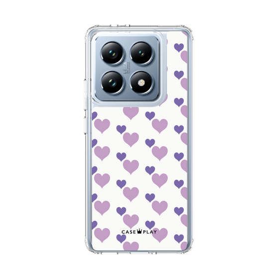 スリムプロテクションケース［ Stripe Hearts - Purple ］