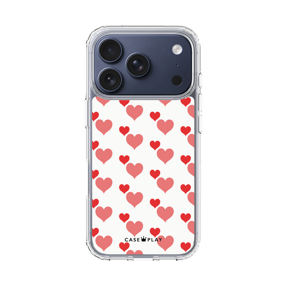 スリムプロテクションケース［ Stripe Hearts - Red ］
