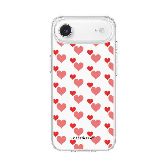 スリムプロテクションケース［ Stripe Hearts - Red ］