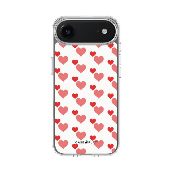 スリムプロテクションケース［ Stripe Hearts - Red ］