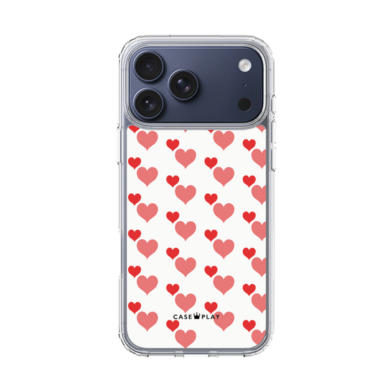 スリムプロテクションケース［ Stripe Hearts - Red ］
