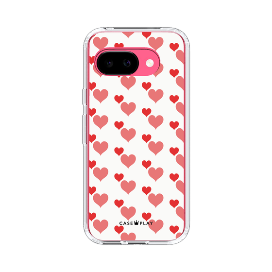 スリムプロテクションケース［ Stripe Hearts - Red ］
