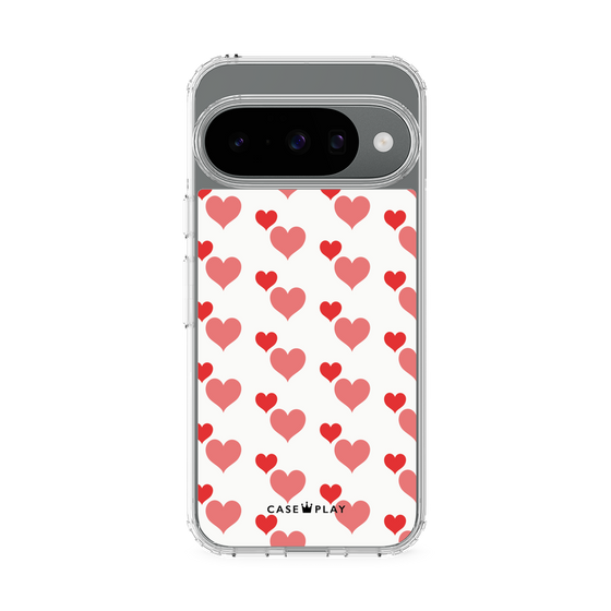 スリムプロテクションケース［ Stripe Hearts - Red ］