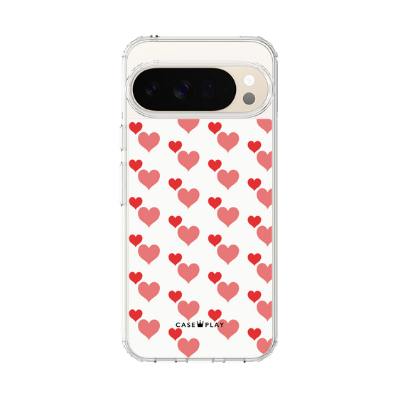 スリムプロテクションケース［ Stripe Hearts - Red ］